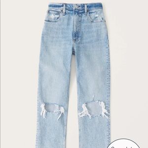 ABERCROMBIE 90s straight ultra high rise jeans size 6 light ripped measure wash